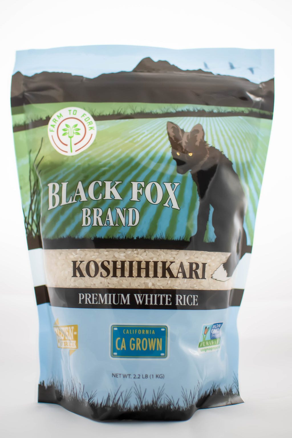 California short grain rice grown by Black Fox Brand farm
